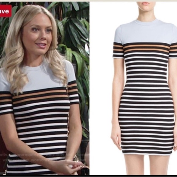 Alexander Wang T Shirt Striped Mini Dress in Ice / Multi - Picture 2 of 5